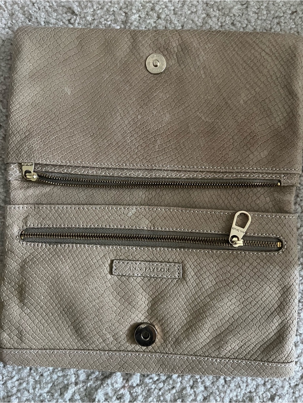 Ann Taylor Neutral Snake skin Textured Clutch in Beige - Picture 2 of 4